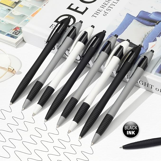 Pens Bulk, 60 Pack Gripped Slimster Ballpoint Pens -White, MODERN MINIMAL STYLE - Image 2