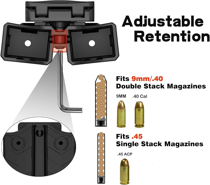 Universal Double Magazine Holster, 9mm 40 45 Magazines Pouch Adjustable - Image 3