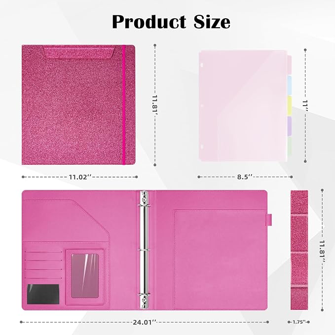 Ospelelf Glitter Leather Clipboard Binder 1 Inch, Magnetic Clipboard Folio - Image 6