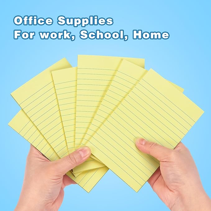 Early Buy 6 Pads Lined Sticky Notes with Lines 4x6 Self-Stick Notes Bright Color Sticky Notes, 45 Sheets/Pad (Yellow)-DeskLoop Office