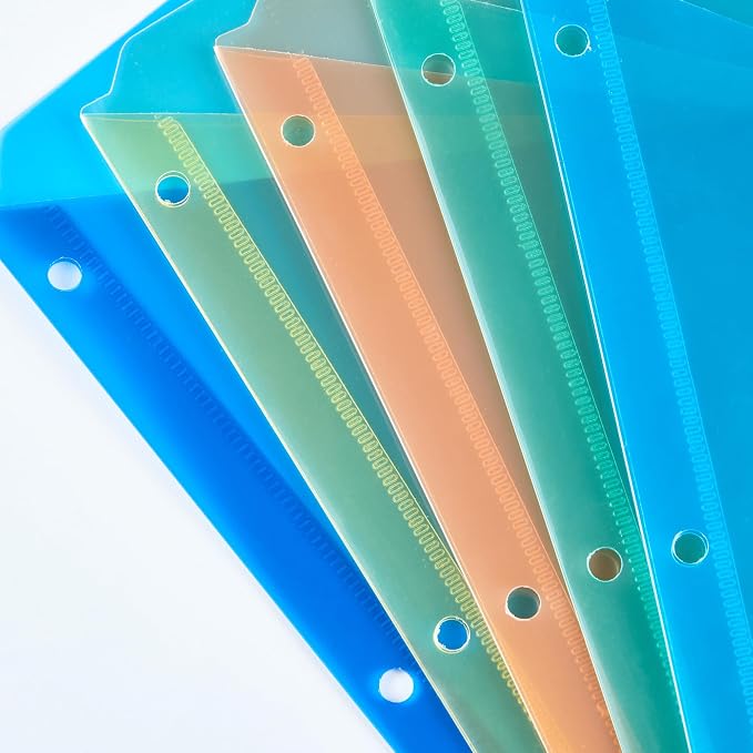 Amazon Basics Binder Organizer, Plastic Document Folders, File Jacket, 3-Hole - Image 3