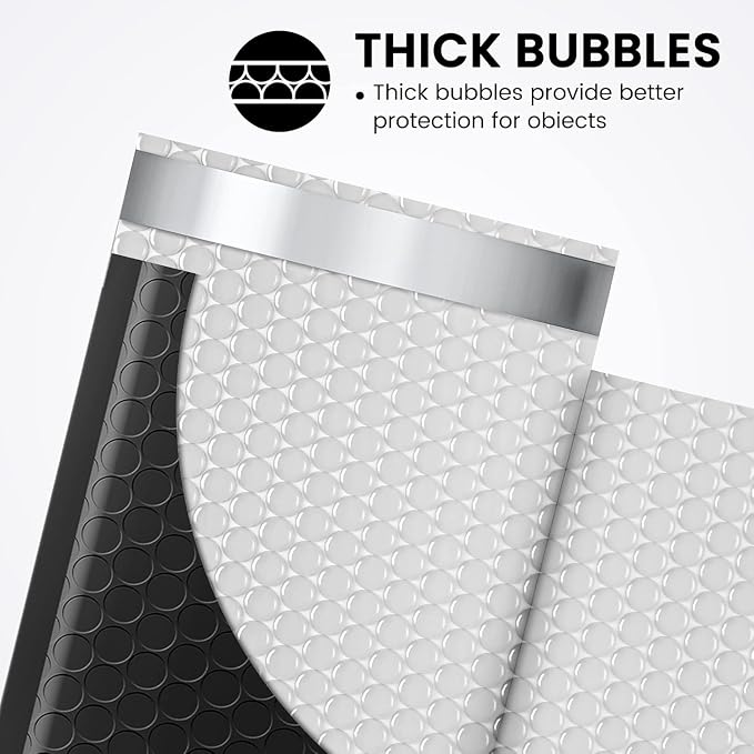 Fuxury Black Bubble Mailers 4x8" Padded Envelopes 19200 Pack Bulk Strong - Image 5