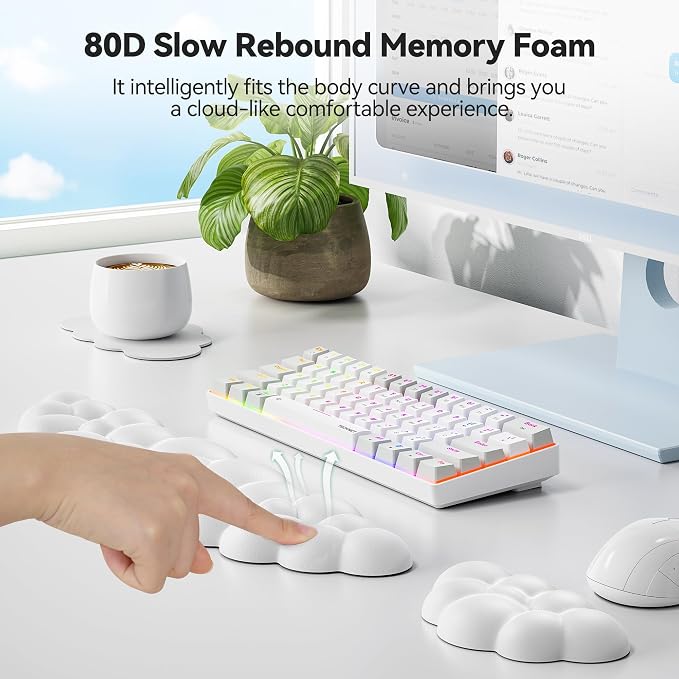 TECKNET Cloud Keyboard Wrist Rest Set, Cloud Wrist Rest - Image 5