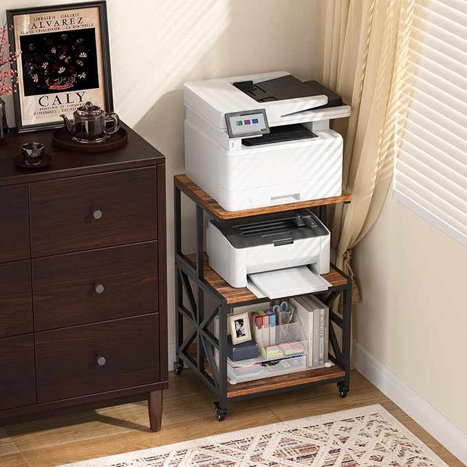 GreenForest Printer Stand with Lockable Wheels, Heavy Duty Printer Table | - Image 3