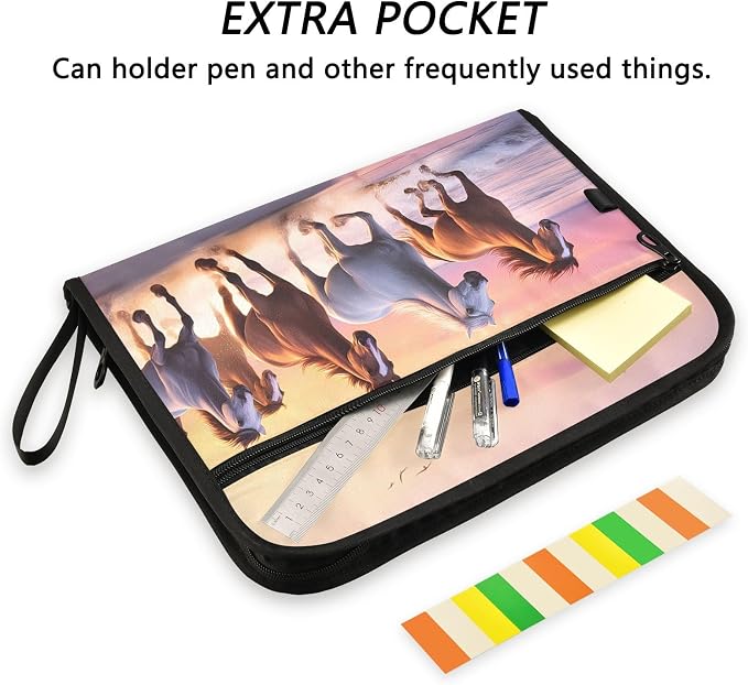 Expanding File Folder Beach Horse Accordion File Organizer 13 Pockets Document - Image 6