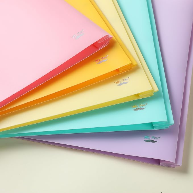 Mr. Pen- Plastic Folders with Pockets and Prongs, 5 Pack, Letter Size | Macaron - Image 6