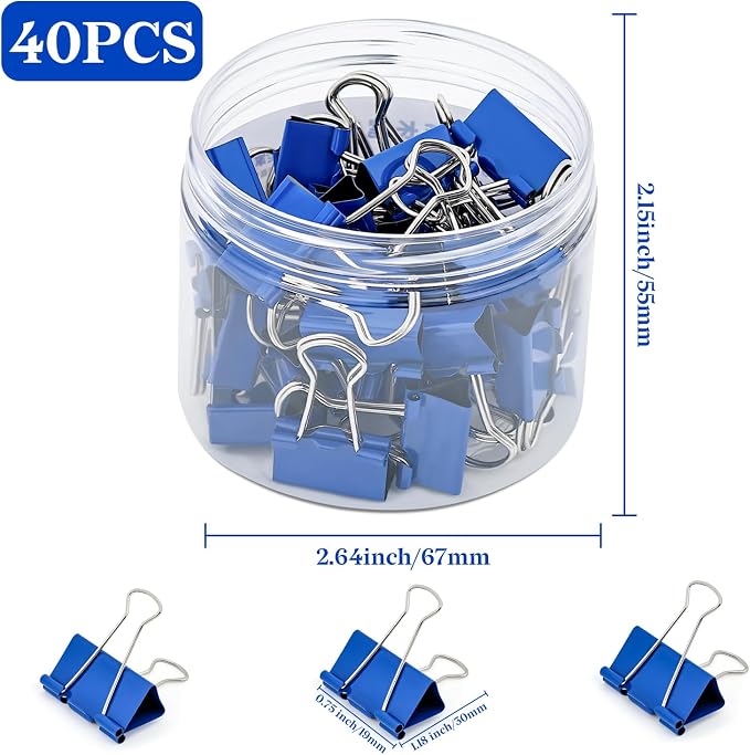 Temiary 40 Pcs Binder Clips, 0.75 Inch Mini Metal Binder Paper Clip - Image 2