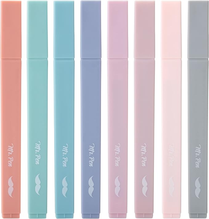 Mr. Pen- Aesthetic Highlighters No Bleed, 8 Pack, Earthy Colors, Chisel Tip | by MrPen