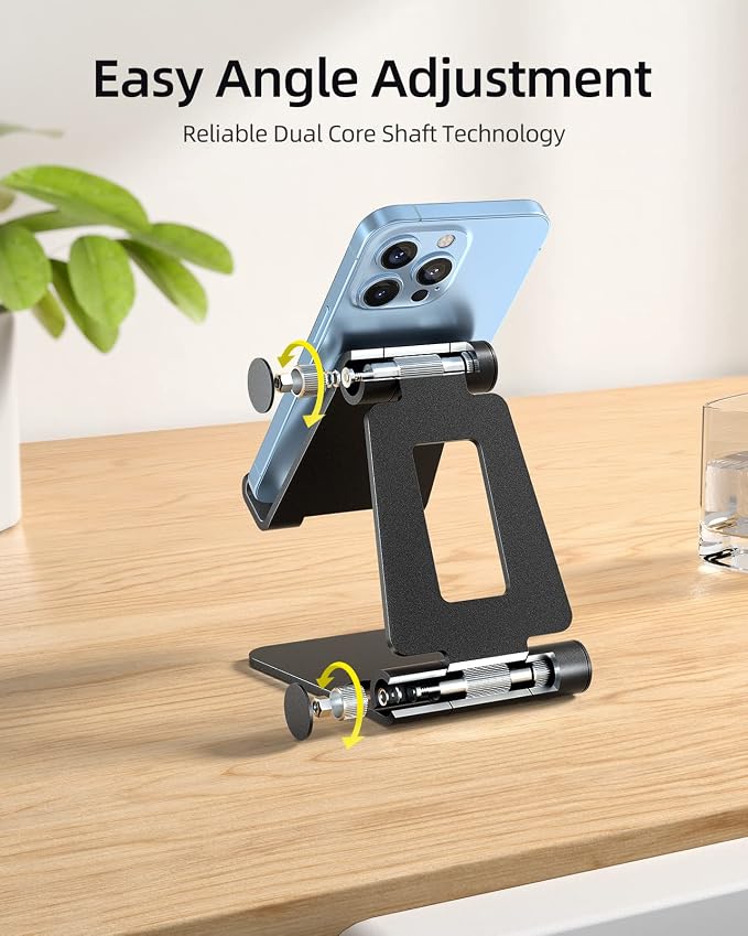 Nulaxy 2 Pack Dual Folding Cell Phone Stand, Fully Adjustable Foldable Desktop - Image 4
