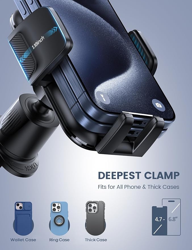 Lamicall 2026 Wider Clamp & Metal Hook Car Phone Holder Vent Phone Holders - Image 2