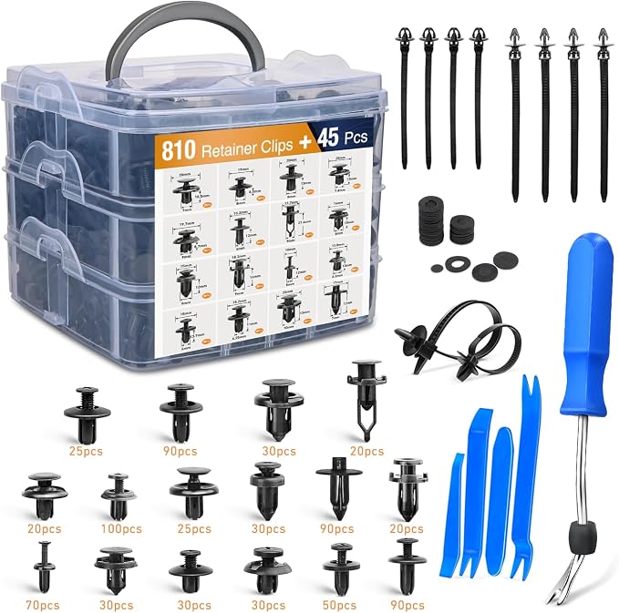GOOACC 855Pcs Car Push Retainer Clips & Auto Fasteners Assortment -16 Most - Image 2