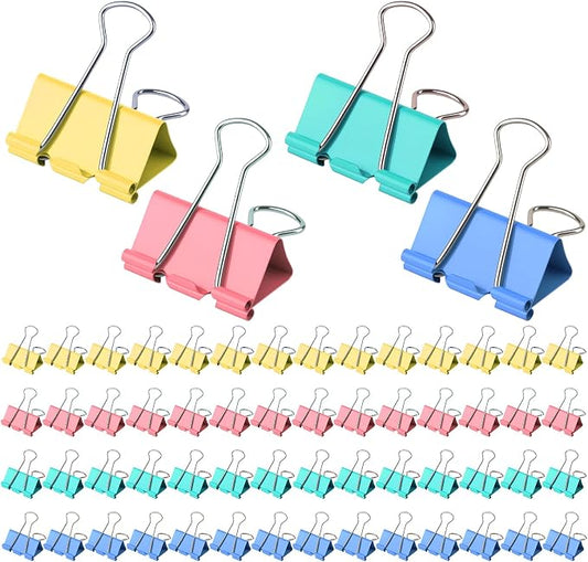 Large Binder Clips 1.6 Inch Assorted Colors, Colored Binder Clips Paper Clips by Unknown