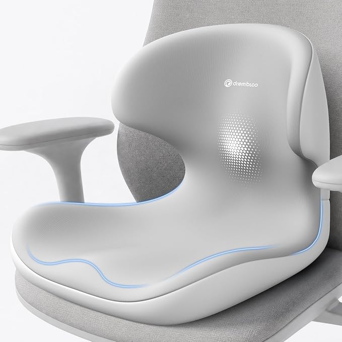 Seat Cushion for Office Chair, Lumbar Support Pillow for Car, Premium Memory by drembloo