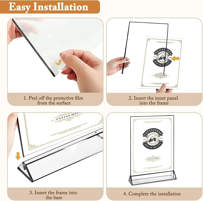Floroom 6 Pack 8.5x11 Inch Clear Acrylic Sign Holders, Double-Sided Black - Image 3