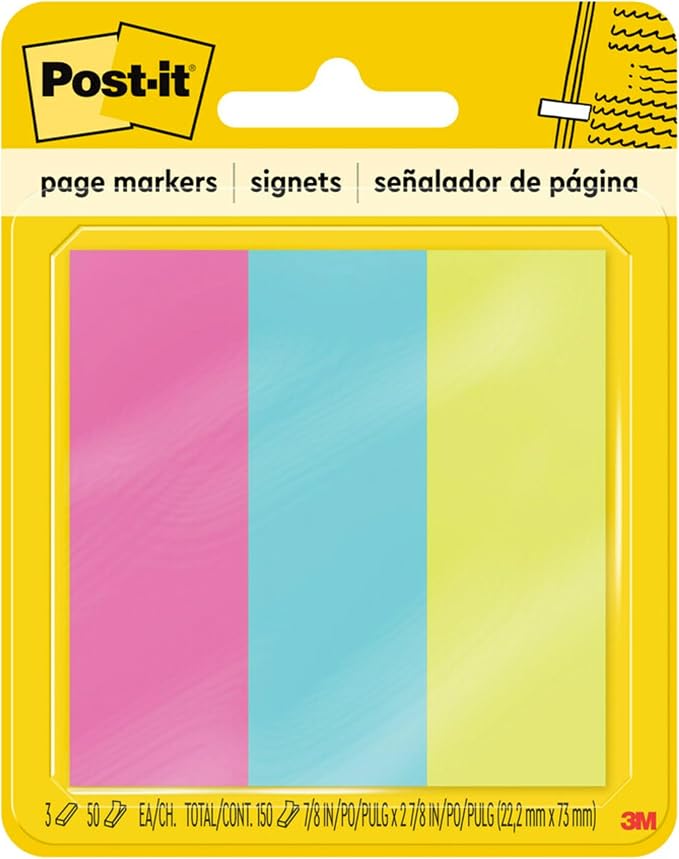 Post-it Sticky Page Markers, 7/8″ x 2-7/8″ Repositionable Tabs, Writable Sticky by Unknown