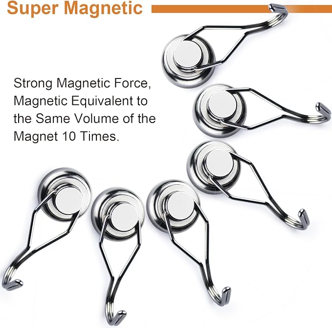DIYMAG Magnetic Hooks, 80LBS Heavy Duty 6 Pack 2026 Cruise Ship Essentials | - Image 2
