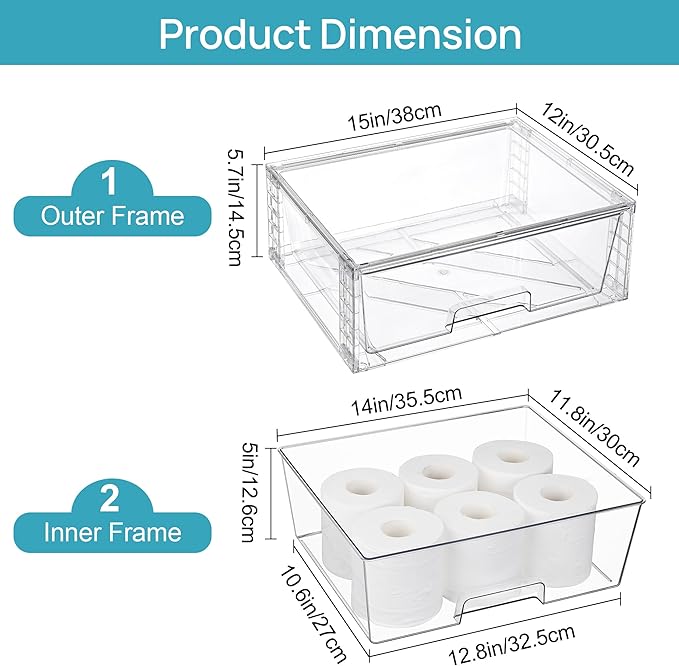 Vtopmart 6 Pack Large Stackable Storage Drawers, Easily Assemble Clear Acrylic - Image 3