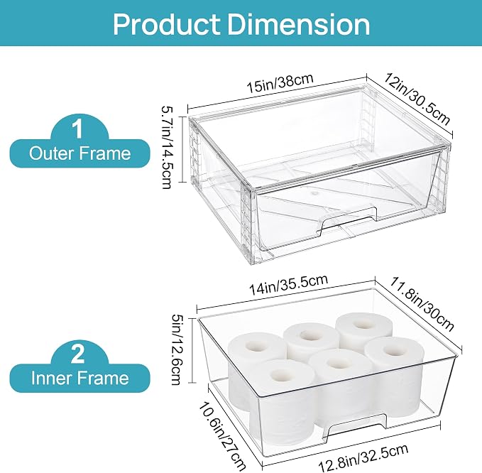 Vtopmart 8 Pack Stackable Storage Bins, Easily Assemble Clear Acrylic Bathroom - Image 3