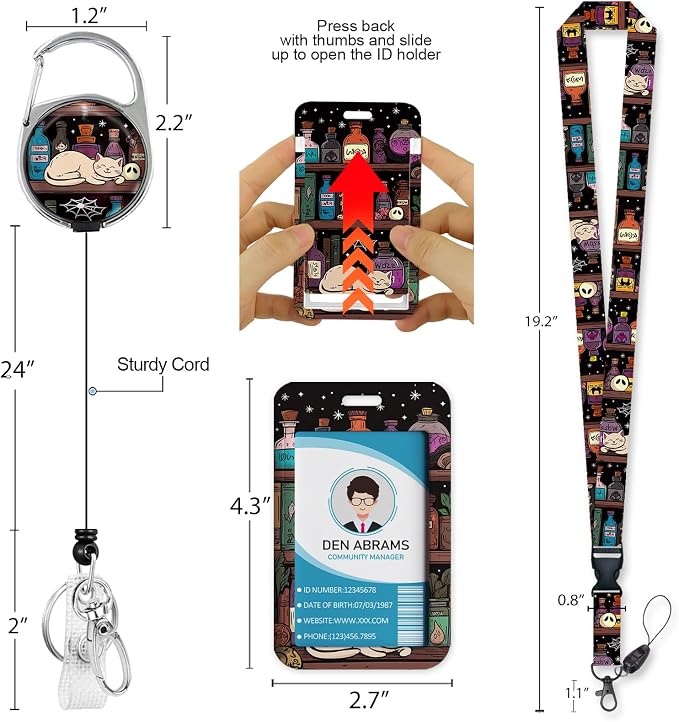 Piefly Lanyards for Id Badges, Magic Cat Badge Holder - Image 5