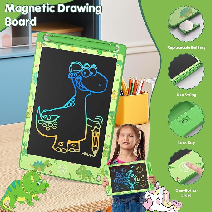 LCD Writing Tablet for Kids, 8.5 Inch, Dinosaur | Colorful Doodle Board - Image 3