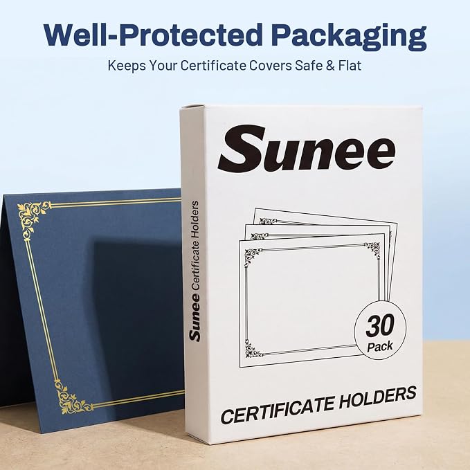 SUNEE Certificate Holders, Diploma Covers Gold Foil Border, - Image 6