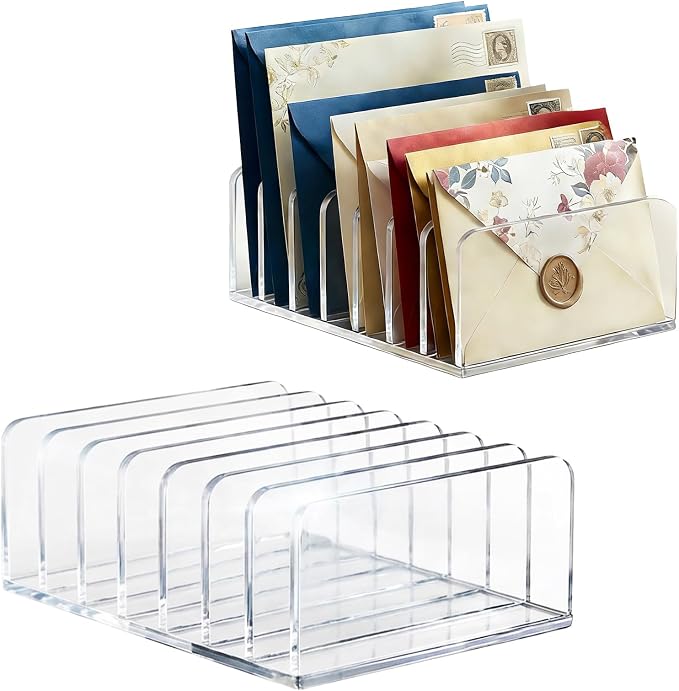 2 Pcs Acrylic Mail Organizer, 7 Slots Mail Holder, Mail Organizer by Unknown