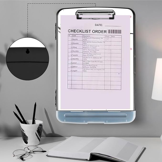 Clipboard with Storage, Heavy Duty Plastic Storage Clipboard with Low Profile - Image 4