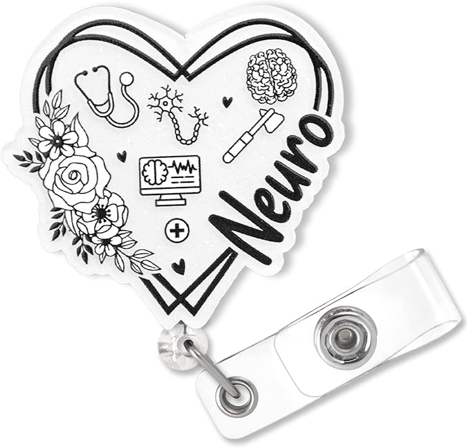 Elegant Neuro Badge Reel Retractable, Cute Neurology Nurse Acrylic Badge Reel by Bydevia