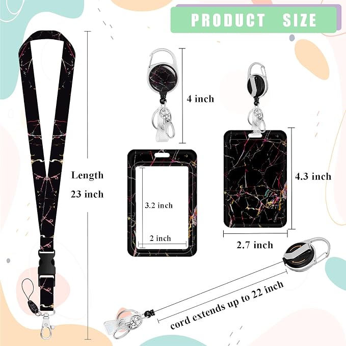 ID Badge Holder with Lanyard, Retractable ID Badge Card Holders Detachable Neck - Image 5