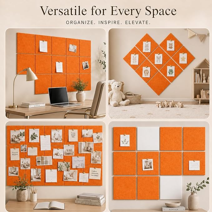 Felt Bulletin Board Tiles, Large Cork Board Alternative, 24 x 36 in | 0.35 in - Image 6