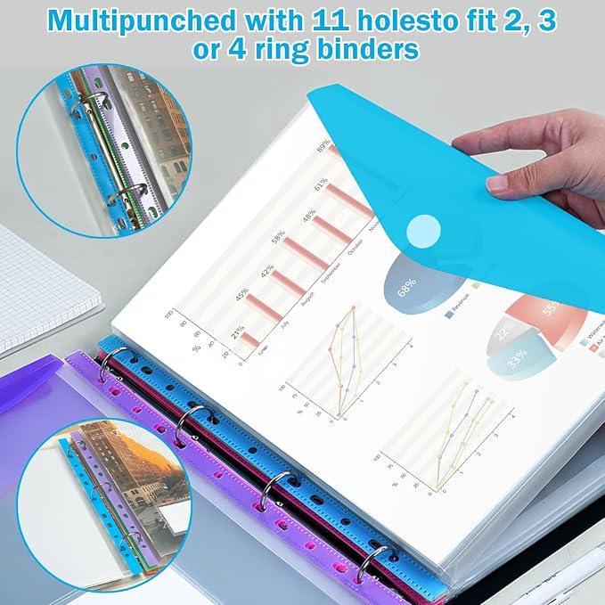 10 Pack Binder Folders with Pockets 11 Holes Expandable Dividers - Image 3