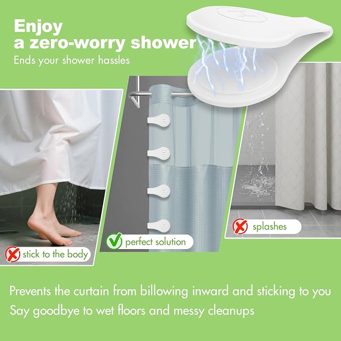 4-Pack Magnetic Silicone Shower Curtain Clips, Keep Liner Closed, one-hand - Image 3