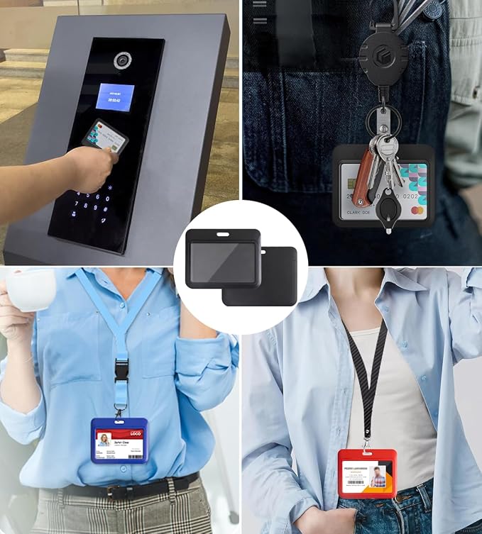 15 Pack Sliding ID Badge Holder Horizontal Hard Plastic Card Case Protector - Image 5