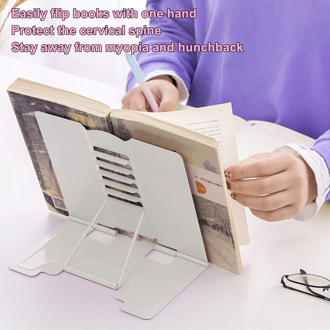 MSDADA Book Stand Metal Reading Rest Book Holder Adjustable Cookbook Documents - Image 7