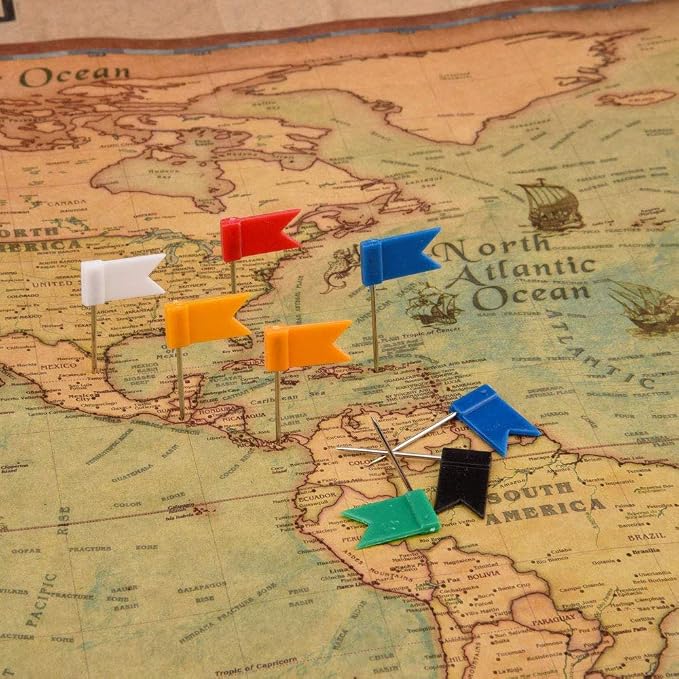 100PCS Map Flag Push Pins, Newlan Colorful Map Tacks Push Pins, Flag Tacks - Image 6