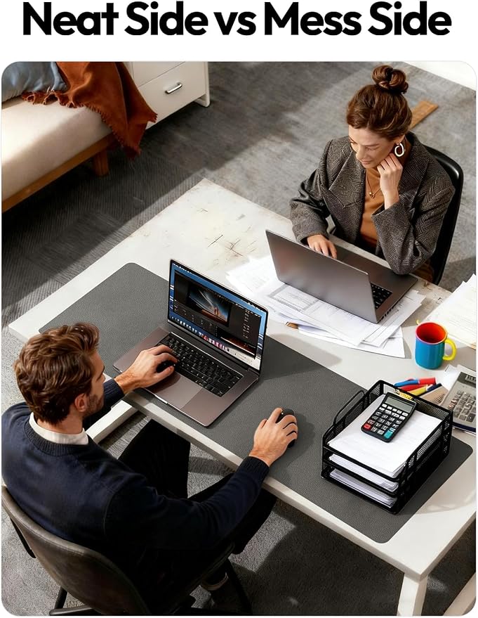 YSAGi Leather Desk Protector, Office Mat, Large Mouse Mat, Non-Slip PU Leather - Image 6