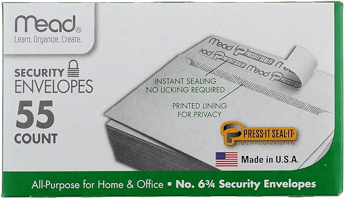 Mead Press-It Seal-It #6 3/4 Security Envelopes - Image 2
