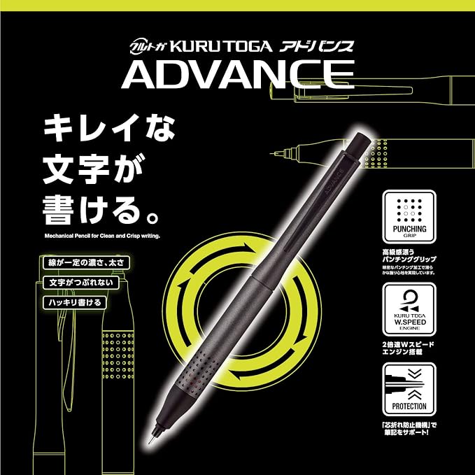 Uni Kurutoga Advance Upgrade Model 0.5mm Mechanical Pencil, Gun Metallic Body - Image 3