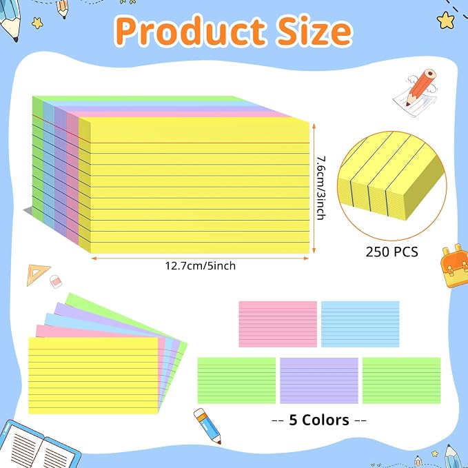 Colored Index Cards 3 X 5, Flash Cards - Image 2