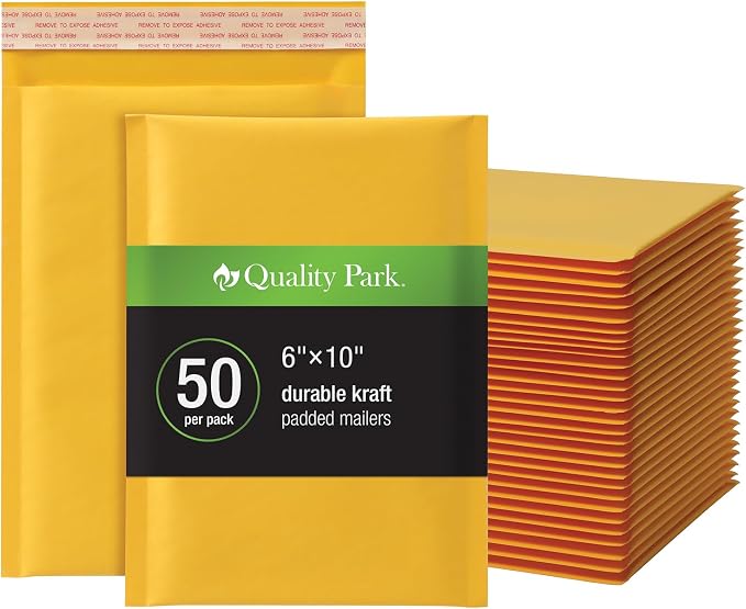 Quality Park Bubble Mailers, 6 x 9 Shipping Envelopes, Durable Brown Kraft by Quality+Park