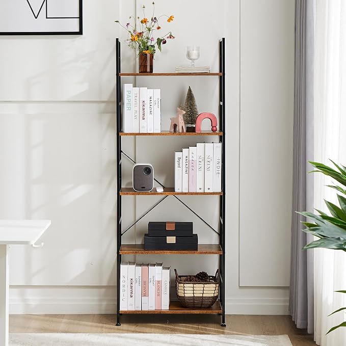 DUMOS 5 Tiers Bookshelf, Classical Modern Book Shelf, Tall Display Shelves in - Image 2