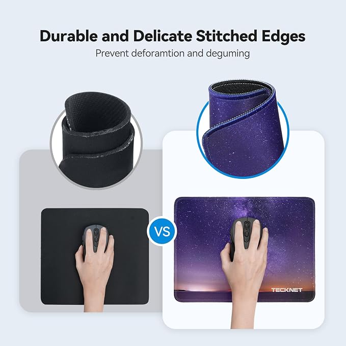 TECKNET Mouse Pad with Anti-fray Stitching, Waterproof Surface & Non-Slip - Image 2
