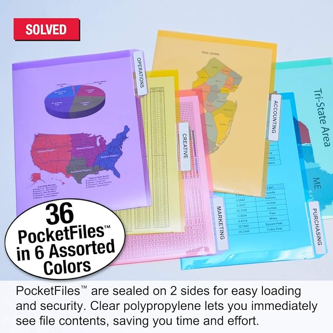 Ultimate Office PocketFile Clear Poly Document Folder Project Pockets, Letter - Image 3