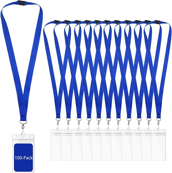 100-Pack Blue Breakaway Lanyards by WEZEBEL