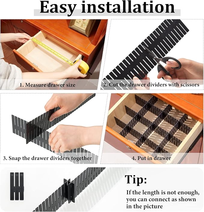 Vesici 80 Pcs Drawer Dividers Adjustable Plastic Organizer DIY Separators - Image 3