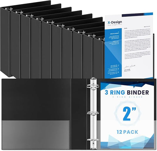 Henoyso 12 Pcs 3 Ring 2 Inch Binders Fits 8.5 x 11 Inch Letter Size Paper by Henoyso