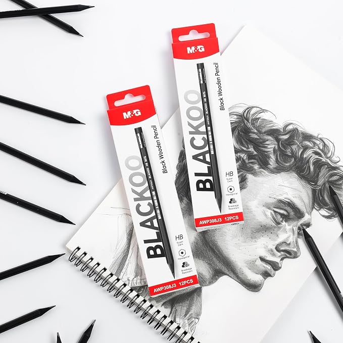 M&G BLACKOO Series HB Wood-Cased Pencils, Bulk Black Pencils - Image 7