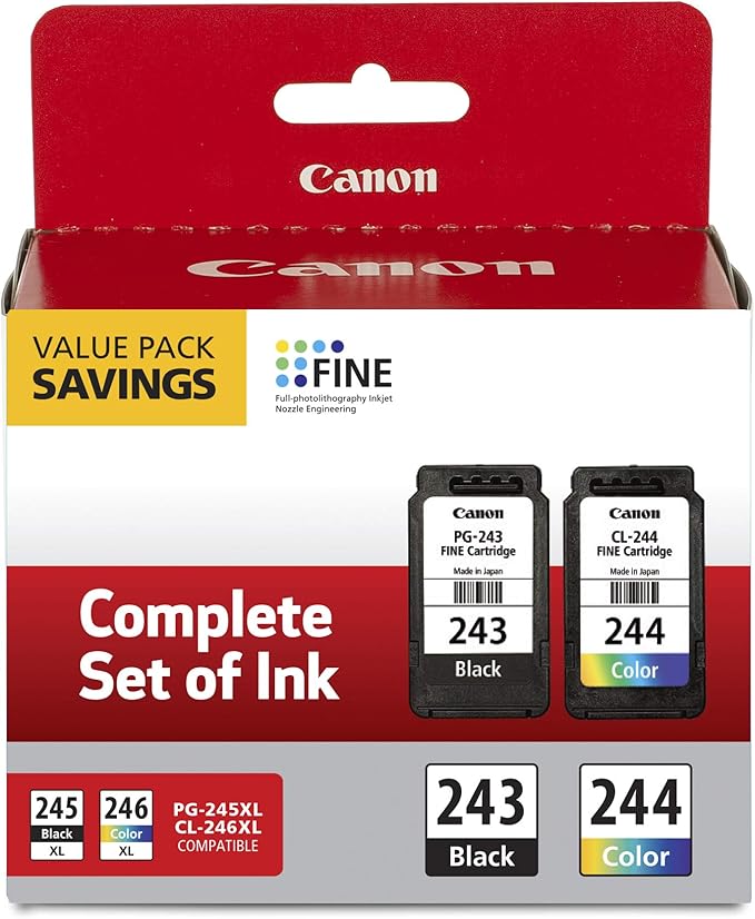 Canon PG-243/ CL-244 Ink Multi Pack, Compatible to TR4520, MX492, MG2520, MG2922 & PG-240 XL Black Ink Catridge Compatible to Printer MG2120, MG3120, MG4120, MX512, MX432, MX372-DeskLoop Office