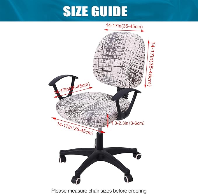 Smiry Stretch Printed Office Computer Chair Covers, Universal Washable Removable Desk Rotating Chair Slipcovers Protector, Seat + Backrest Cover - Brown and White-DeskLoop Office