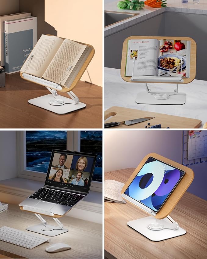 Viozon Book Stand for Reading, Book Holder, Height&Angle Adjustable, 360° - Image 2